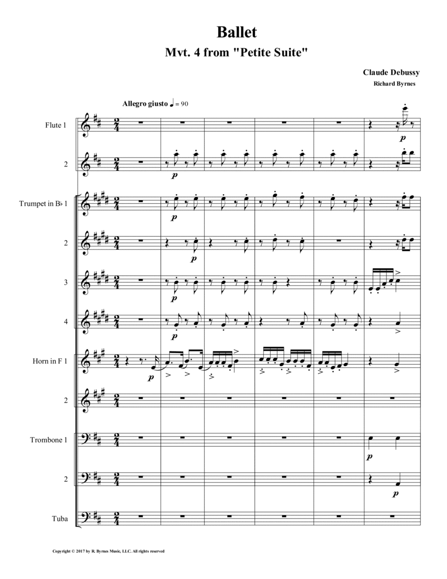 Ballet (Mvt. 4 from Debussy's Petite Suite) for Brass Octet + 2 Flutes (arr. Richard Byrnes)