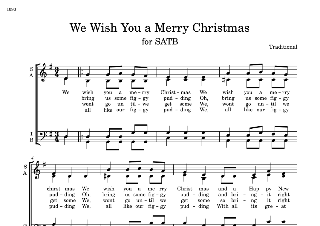 We Wish You A Merry Christmas - SATB Choir (Full Score) (arr. César Madeira)