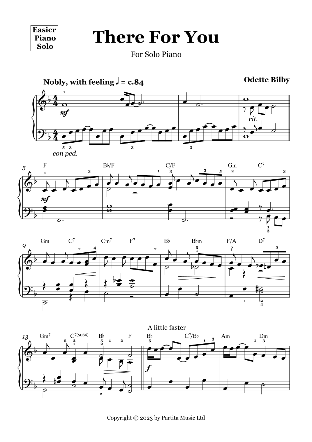 There For You (Simplified Piano Solo Grade 3)
