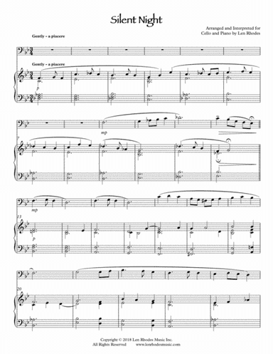 Silent Night - a contemporary arrangement for Cello and Piano (arr. Len Rhodes)
