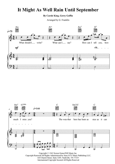 It Might As Well Rain Until September (arr. G. Franklin)