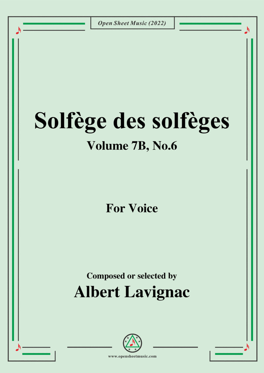 Lavignac-Solfege des solfeges,Volume 7B No.6,for Voice (arr. Open Cloud)