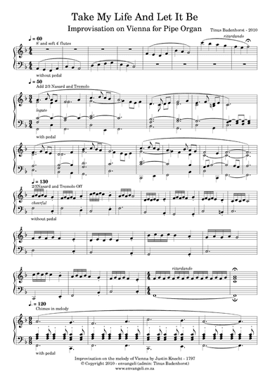Take My Life And Let It Be - F major (arr. Tinus Badenhorst)