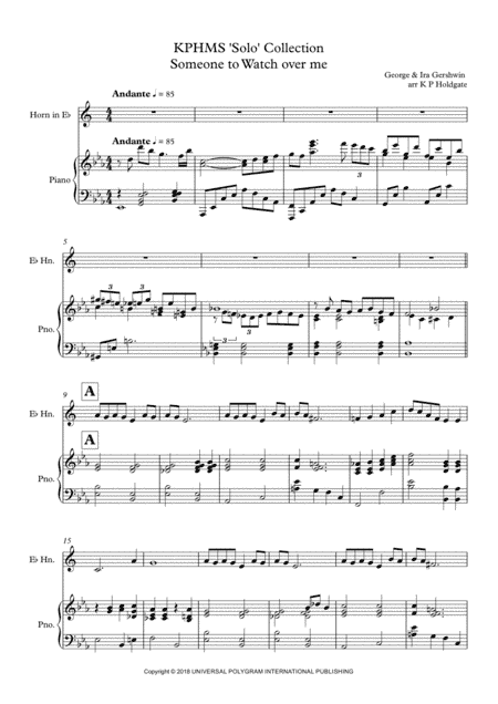 Someone To Watch Over Me (arr. Kevin P Holdgate)