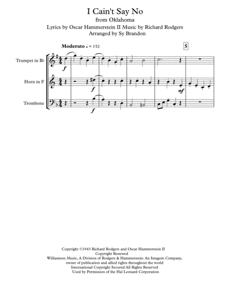 I Cain't Say No (arr. Sy Brandon)