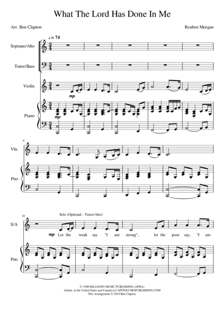 What The Lord Has Done In Me (arr. Ben Clapton)