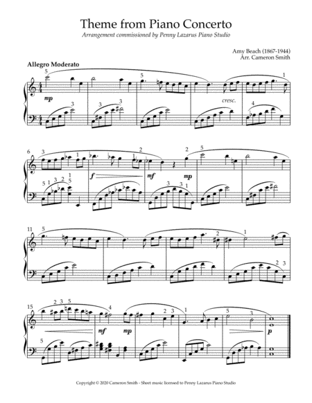Theme from Piano Concerto - Level 4 piano arrangement (arr. Cameron Smith)