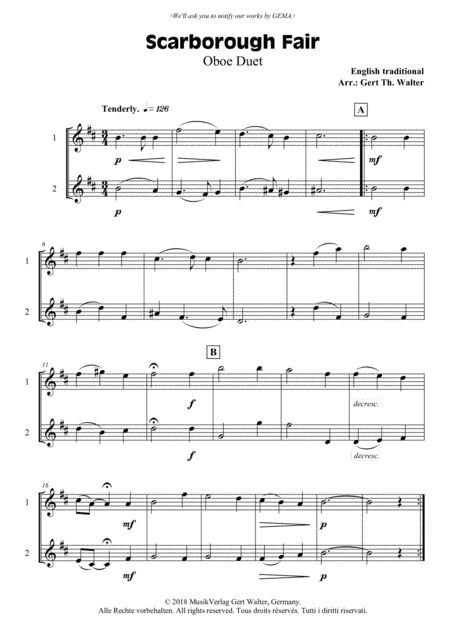 Scarborough Fair (arr. Gert Th. Walter)