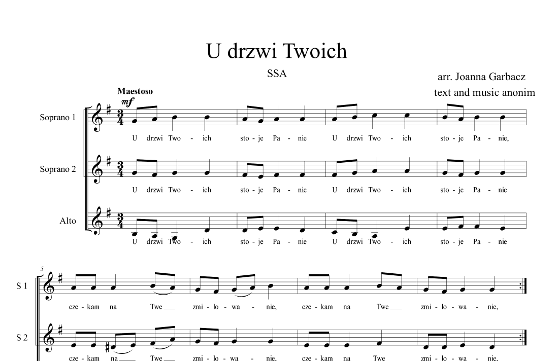 U drzwi Twoich (piesn na Komunie) (arr. Joanna Garbacz)