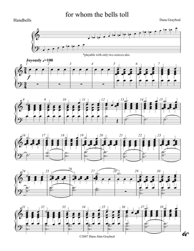 for whom the bells toll - Score Only