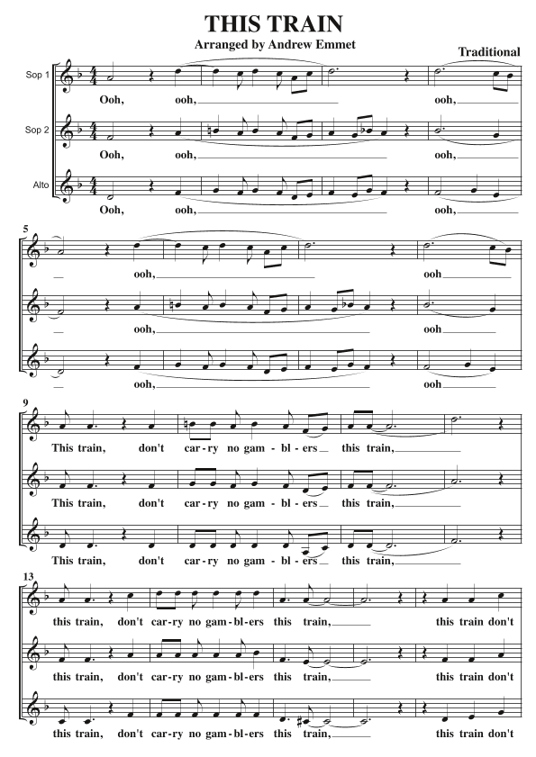 This Train A Cappella SSA (arr. Andrew Emmet)