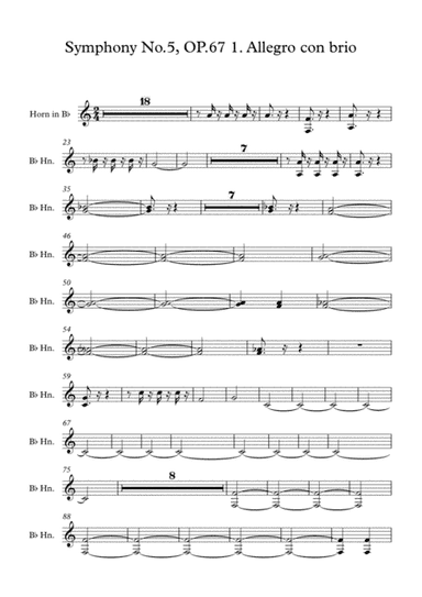 Beethoven symphony No.5 - 1st Movement (Transposed Horn in Bb) (arr. Jay Heo)