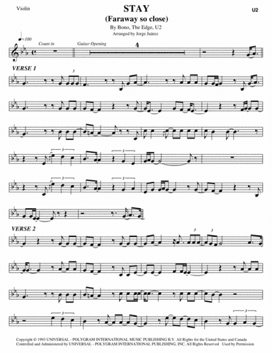 Stay (faraway, So Close!) (arr. Jorge Juárez)