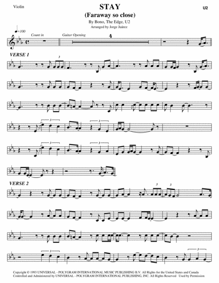 Stay (faraway, So Close!) (arr. Jorge Juárez)