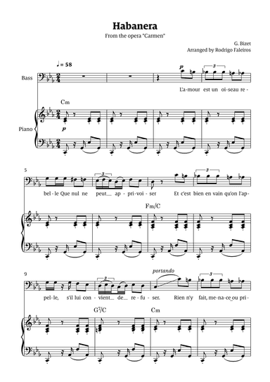 Habanera (for bass - C minor/major) (arr. Rodrigo Faleiros)