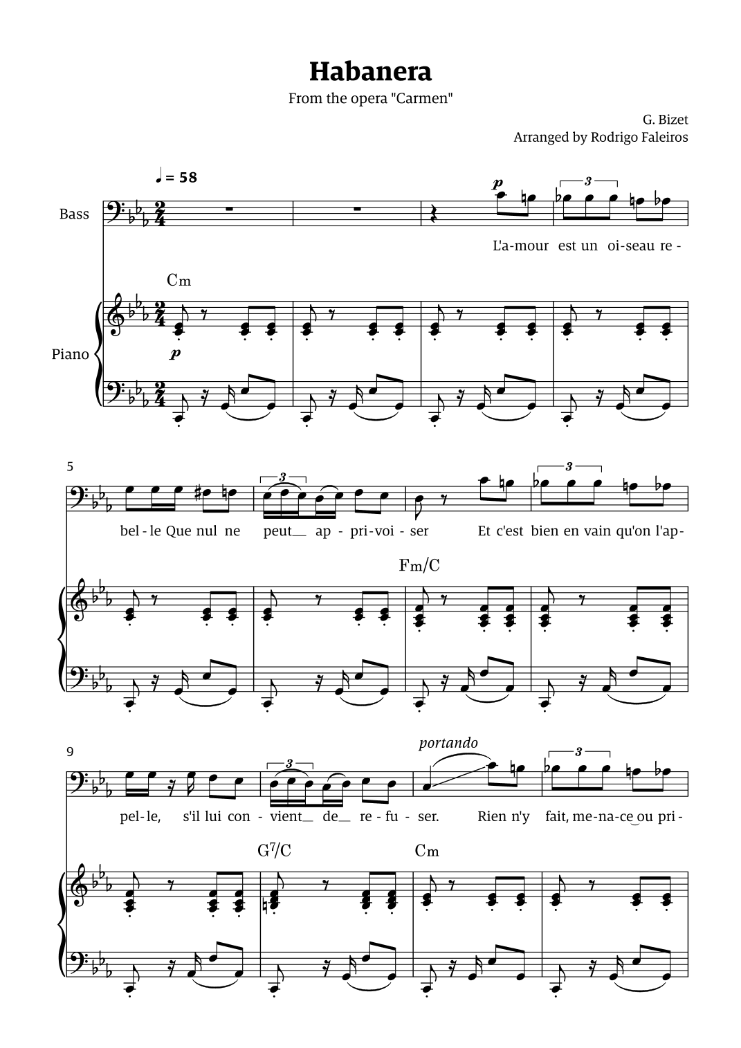 Habanera (for bass - C minor/major) (arr. Rodrigo Faleiros)