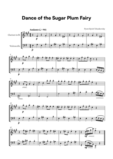 Tchaikovsky - Dance of the Sugar Plum Fairy (for Clarinet and Cello) (arr. Cadenza Editions)