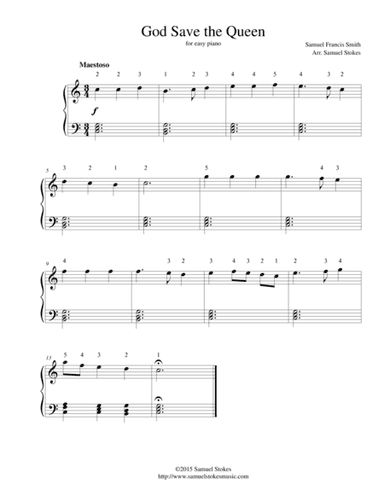 God Save the Queen - for easy piano (arr. Samuel Stokes)