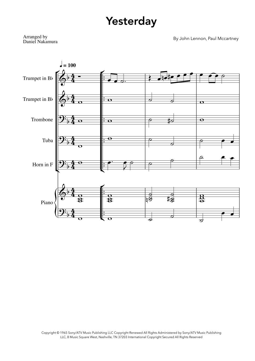 Yesterday (arr. Daniel Nakamura)