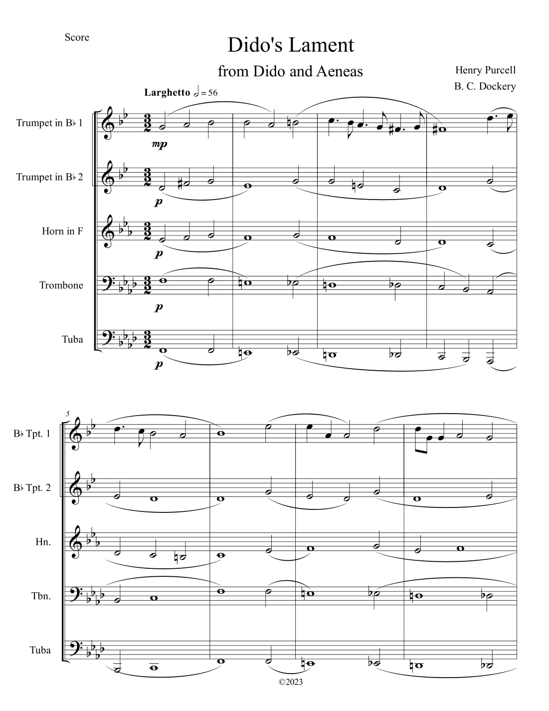 Dido's Lament (Brass Quintet) (arr. B. C. Dockery)