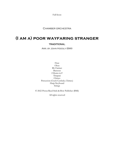 (I Am A Poor) Wayfaring Stranger- orchestra (small) (arr. John Hoesly)