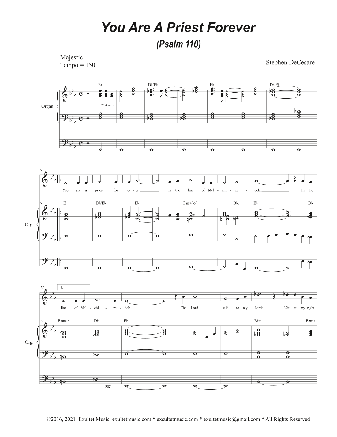 You Are A Priest Forever (Psalm 110) (Vocal solo)