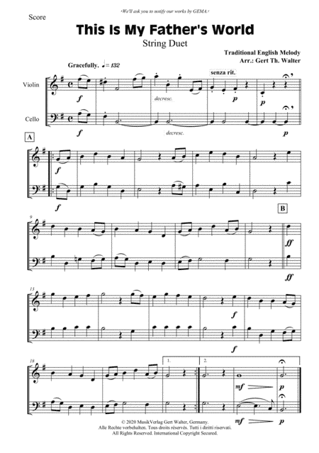 This Is My Father's World (arr. Gert Th. Walter)