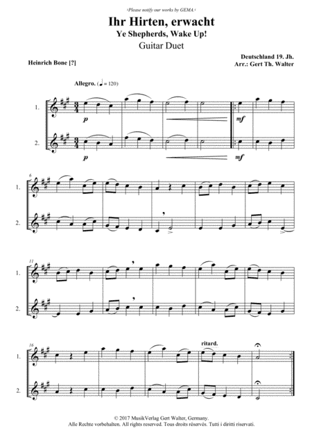 Ye Shepherds, Wake Up! (arr. Gert Th. Walter)