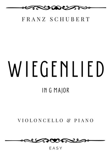 Schubert - Wiegenlied (Cradle Song) in G Major - Easy (arr. Piacere Music Sheets)