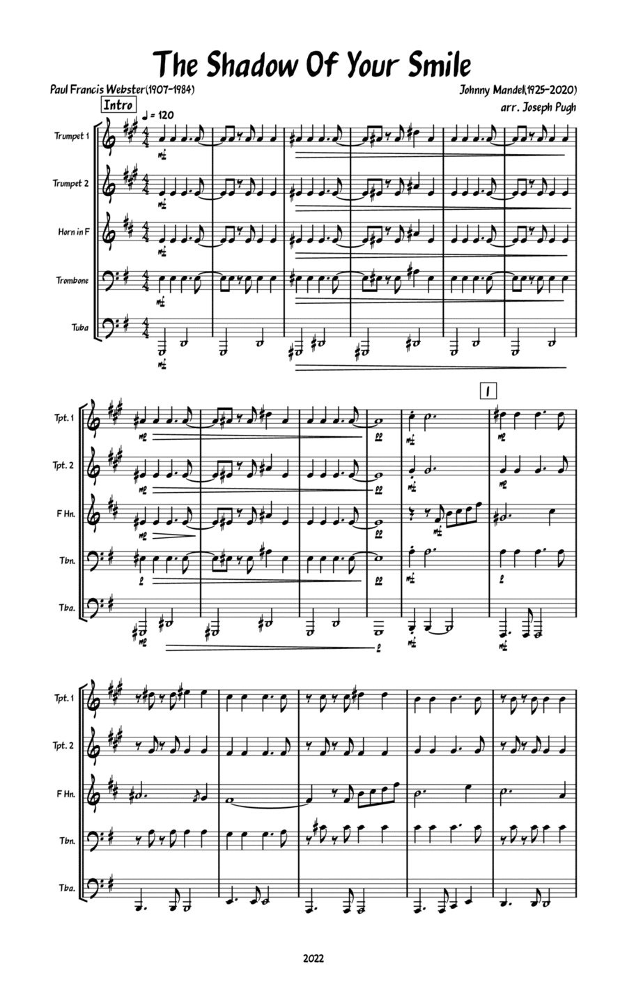 The Shadow Of Your Smile (arr. Joseph Pugh)