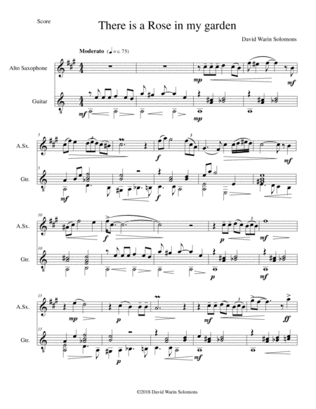 There is a Rose in my Garden for alto saxophone and guitar