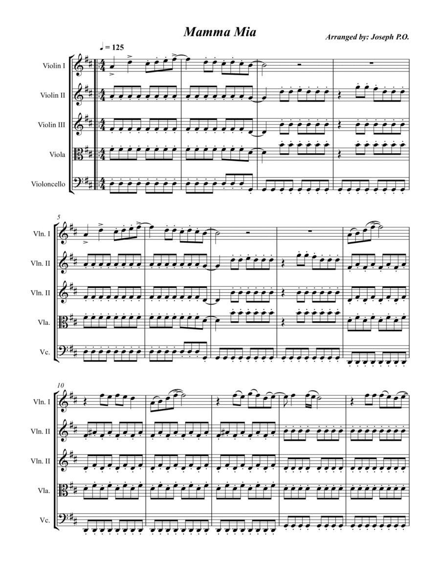 Mama Mia (arr. Joseph P. O.)