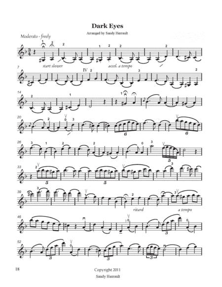 Dark Eyes, for Violin and Piano (arr. Sandy Herrault)