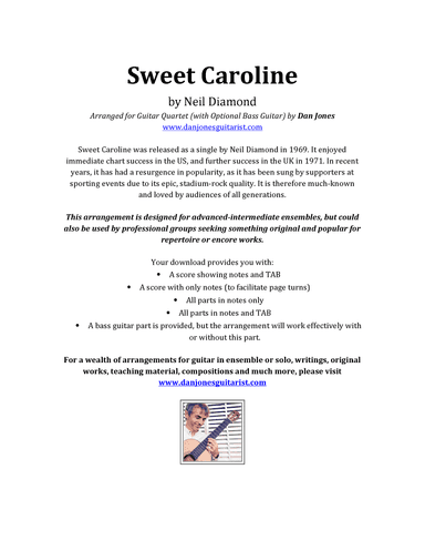 Sweet Caroline (arr. Dan Jones www.danjonesguitarist.com)