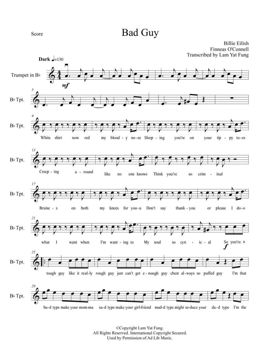 Bad Guy (arr. Lam Yat Fung)