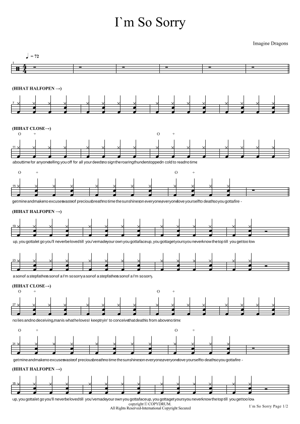 I'm So Sorry (arr. COPYDRUM)