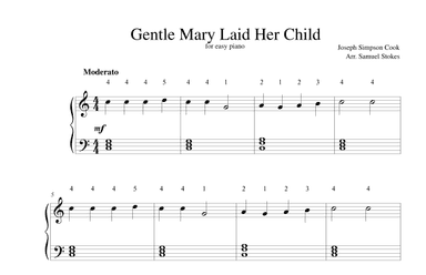 Gentle Mary Laid Her Child - for easy piano (arr. Samuel Stokes)