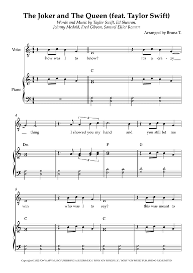 The Joker And The Queen (feat. Taylor Swift) (arr. Bruna T.)