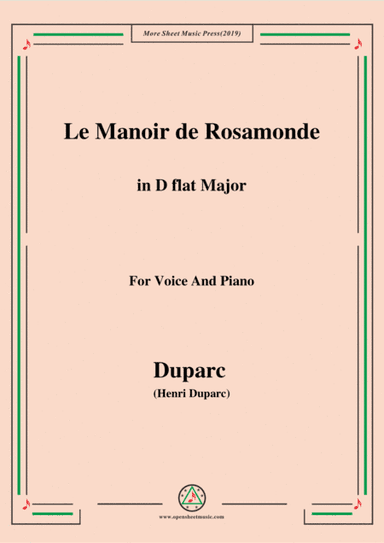 Duparc-Le Manoir de Rosamonde in D Major,for Violin and Piano (arr. MSM)