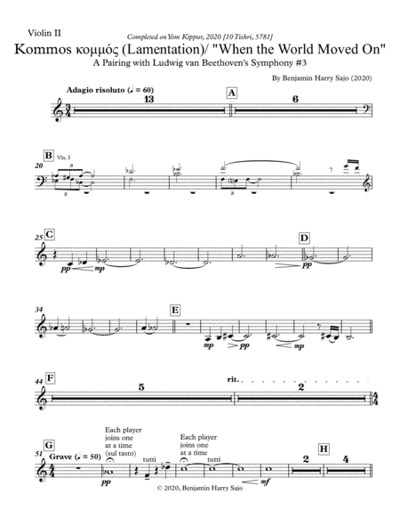 Kommos (Lamentation) / "When the World Moved On" - Violin II