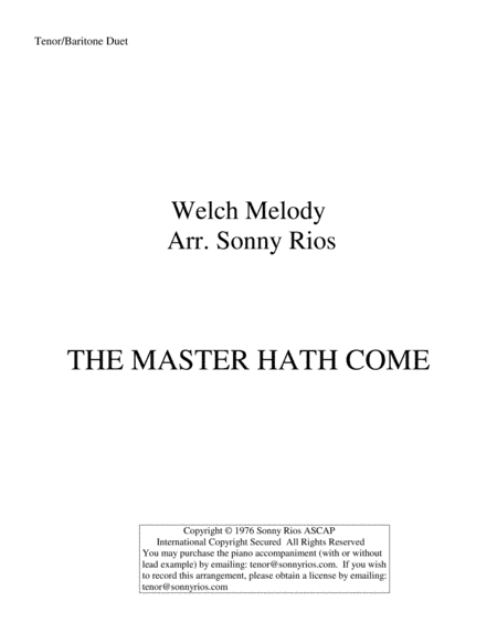 THE MASTER HATH COME (arr. Sonny Rios)