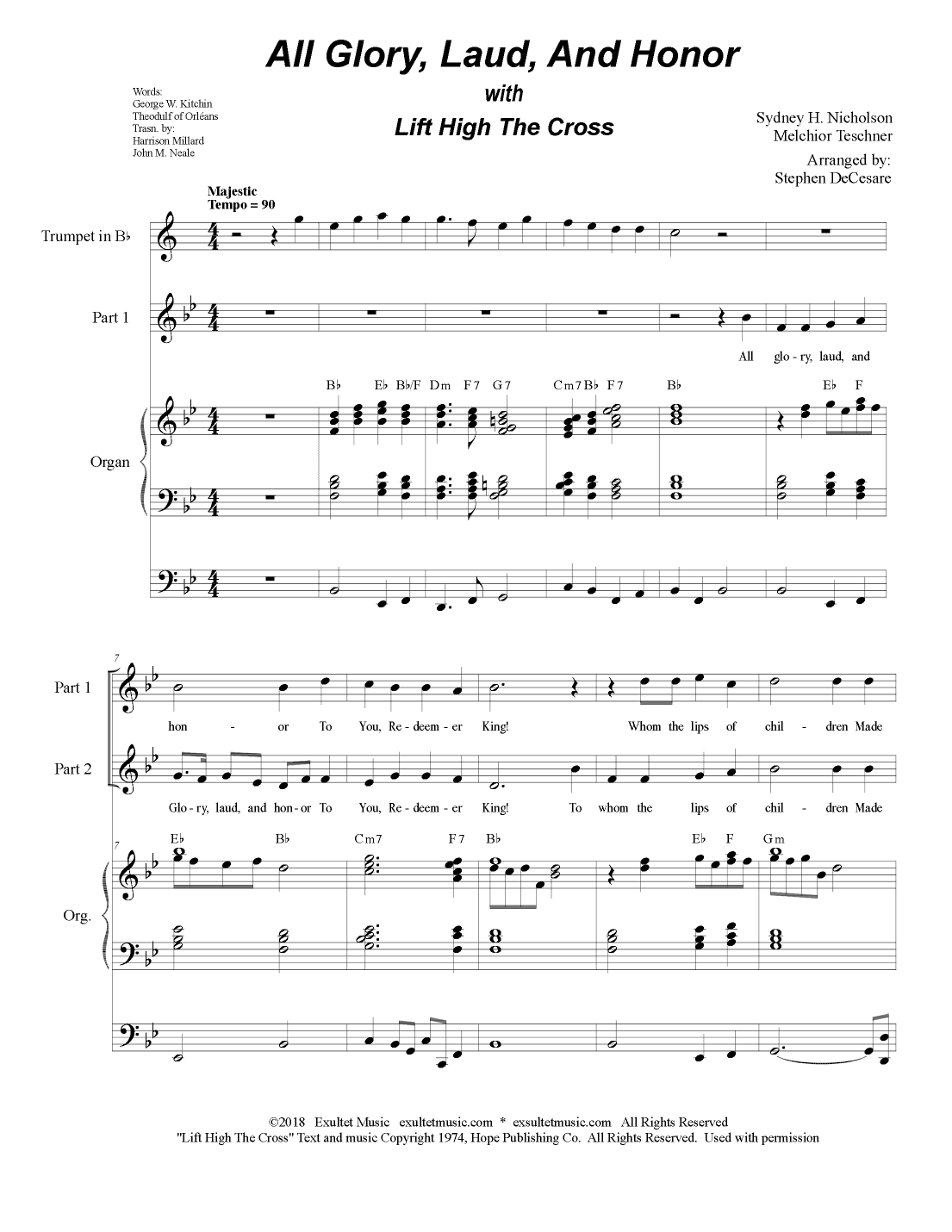 All Glory, Laud, And Honor (with "Lift High The Cross") (for 2-part choir) (arr. Stephen DeCesare)