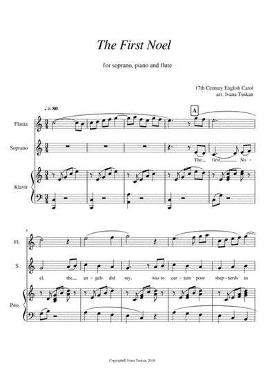 The First Noel for soprano solo, piano accompaniment and flute. (arr. Ivana Tuskan)