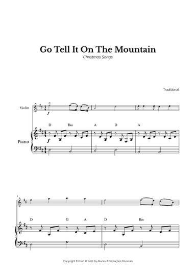 Go Tell It On The Mountain for Easy Violin and Piano (arr. Marcos Soares)