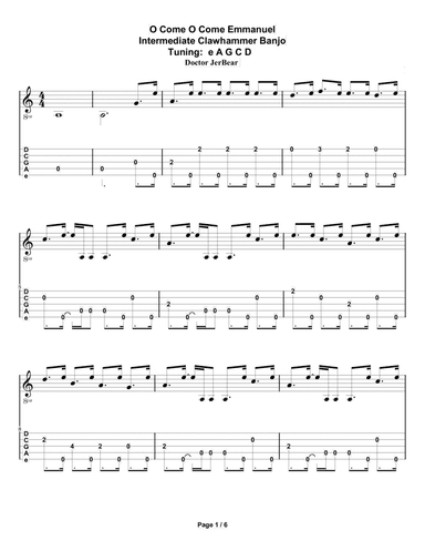 Doctor JerBear--O Come O Come Emmanuel--Intermediate Clawhammer Banjo (arr. Doctor JerBear)