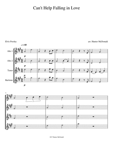 Can't Help Falling In Love (arr. Evlis Presley, arr. Hunter McDonald)