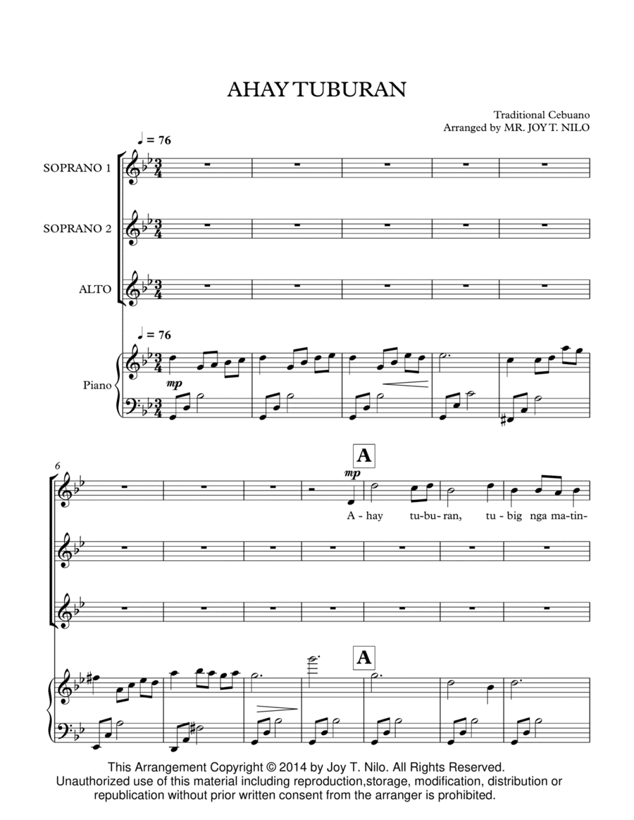 Ahay Tuburan (arr. Joy T. Nilo)