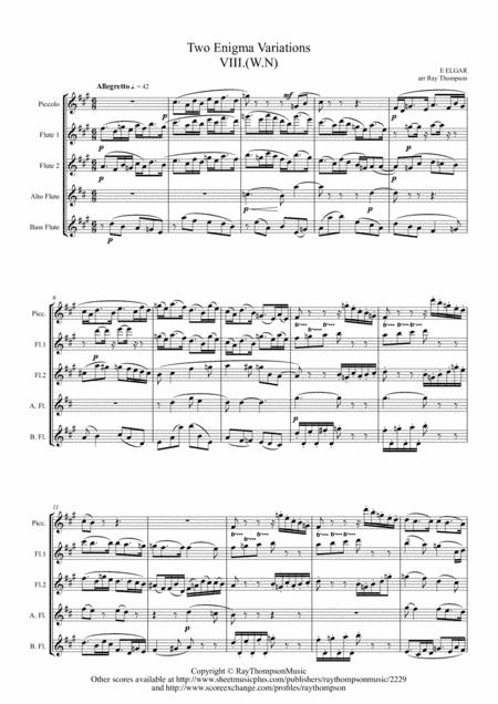 Elgar: Variations VIII (W.N.) and IX (Nimrod) from Enigma Variations Op.36 - flute quintet (arr. Ray Thompson)