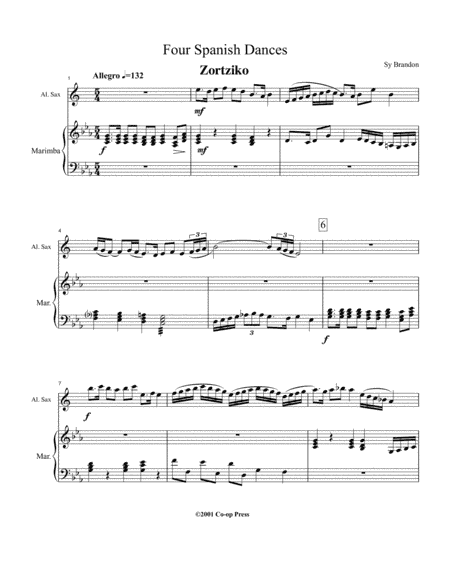 Four Spanish Dances for Alto Saxophone and Marimba