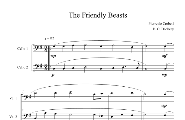 The Friendly Beasts (Cello Duet) (arr. B. C. Dockery)